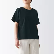 【MUJI 無印良品】女有機棉節紗天竺圓領短袖T恤 M-L 黑色