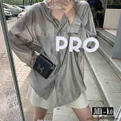 【Jilli~ko】新款女裝夏季防曬溫柔微透感襯衫外套 J8994　 FREE 灰色