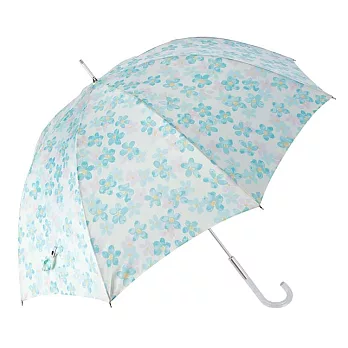 【日本nifty colors】抗UV輕量晴雨輕量勾把直傘 ‧ 清新小花(綠)