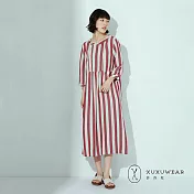 [XUXUWEAR 許許兒] 夏艾條紋七分袖洋裝 F 桑花