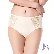 【K’s 凱恩絲】專利蠶絲超柔感蕾絲側邊三角女內褲(mo8款) S 膚色