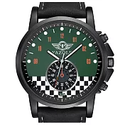 YAZOLE 亞卓倫324-競速玩家-極限仿秒盤賽車風手錶 _綠面黑帶