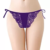 【K’s 凱恩絲】有氧蠶絲綁帶蕾絲性感丁字褲 FREE 紫色