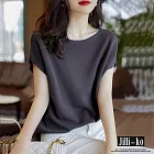 【Jilli~ko】夏季新款純色蓋袖薄款冰絲針織衫 J9015　 FREE 深咖灰