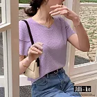 【Jilli~ko】氣質圓領顯瘦袖冰絲針織衫 J9001　 FREE 紫色