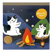 【sun star】貓咪日和 方形便條紙 ‧ 露營-烤火