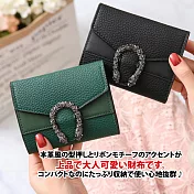【Sayaka紗彌佳】日系古典銀座都會時尚三折卡夾包  -綠色