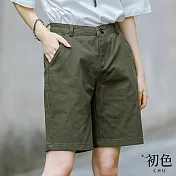 【初色】寬鬆直筒五分工裝短褲-共3色-61442(M-2XL可選) 2XL 軍綠色