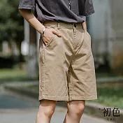 【初色】寬鬆直筒五分工裝短褲-共3色-61442(M-2XL可選) L 淺卡其