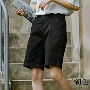 【初色】寬鬆直筒五分工裝短褲-共3色-61442(M-2XL可選) XL 黑色