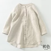 【初色】日系亞麻風立領襯衫-共5色-61033(M-2XL可選) XL 麻色