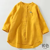 【初色】日系亞麻風立領襯衫-共5色-61033(M-2XL可選) XL 黃色