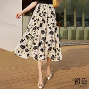 【初色】浪漫玫瑰印花半身裙-共2色-60878(M-2XL可選) XL 白色