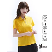 【遊遍天下】女款格紋抗UV防曬涼感吸濕排汗機能POLO衫(GS1016) M 黃色