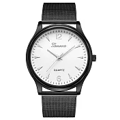 Geneva 日內瓦-德瑞克簡潔三角時標米蘭帶手錶 _黑殼白面黑帶