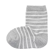 【MUJI 無印良品】兒童棉混腳跟特殊編織橫紋直角襪15~19cm 銀灰橫紋