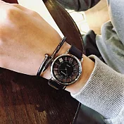 Watch-123 雙面透明鏤空復古羅馬時標手錶 _黑色