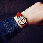 Watch-123 最美時刻-簡約銅框復古學院風手錶 _棕色