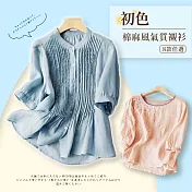 【初色】棉麻風氣質襯衫上衣-共8款-62100(M-2XL可選) L A.藍色