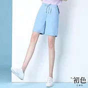 【初色】薄款清涼牛仔短褲-共2色-62013(M-2XL可選) M 淺藍