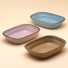 【KAKUNI】質感素色陶瓷焗烤盤370ml ‧ 粉