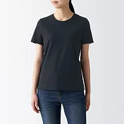 【MUJI 無印良品】女有機棉天竺圓領短袖T恤 XS 黑色