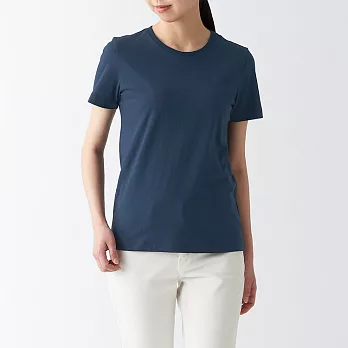 【MUJI 無印良品】女有機棉天竺圓領短袖T恤 XS 暗藍
