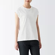 【MUJI 無印良品】女有機棉天竺無袖T恤 L 白色