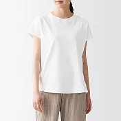 【MUJI 無印良品】女有機棉柔滑法式袖T恤 S 白色