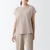 【MUJI 無印良品】女有機棉柔滑法式袖T恤 S 淡棕
