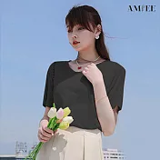 【AMIEE】涼感冰感棉百搭韓版短T(KDT-9620) L 黑色