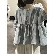 【慢。生活】夏季新款棉麻設計款燈籠袖娃娃衫 J8938 FREE 淺灰色