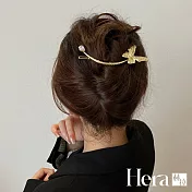 【Hera 赫拉】新款金蝴蝶一字馬尾夾 H111061508 金色一字夾