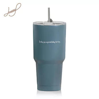 【Hiromimi】不鏽鋼冰壩杯900ml-保溫保冰 環保飲料杯 冰霸杯 青石灰藍
