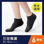 【SunFlower三花】三花隱形運動襪.襪子(6雙組)_ 無 黑