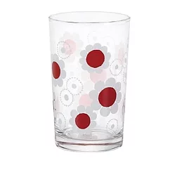 【Sugar Land】日本ADERIA 昭和復古透明玻璃水杯200ml ‧ 紅花