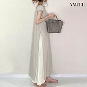 【AMIEE】日系簡約兩件式連身洋裝(KDD-1191) L 圖片色