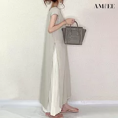 【AMIEE】日系簡約兩件式連身洋裝(KDD─1191) L 圖片色