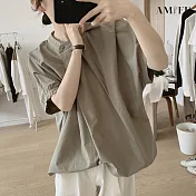 【AMIEE】簡約設計感休閒上衣(KDT-1629) XL 灰綠色