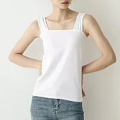 【ACheter】 日系外銷精品精梳棉背心上衣# 113183 M 白色