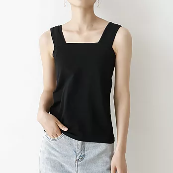 【ACheter】 日系外銷精品精梳棉背心上衣# 113183 L 黑色