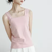 【ACheter】 日系外銷精品精梳棉背心上衣# 113183 M 粉紅色
