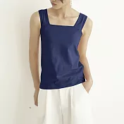 【ACheter】 日系外銷精品精梳棉背心上衣# 113183 L 深藍色