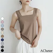 【ACheter】 日系外銷精品精梳棉背心上衣# 113183 M 焦糖色