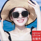 seoul show首爾秀 韓版bi大框ins風男女太陽眼鏡UV400墨鏡 0815  奶白金框