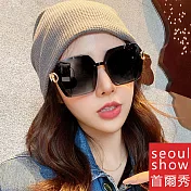 seoul show首爾秀 ins潮流內框金屬腿太陽眼鏡UV400墨鏡 6063 全黑
