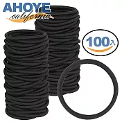 【Ahoye】4mm彈力棉繩粗髮圈 (黑色-100條裝) 髮束 綁頭髮 髮繩