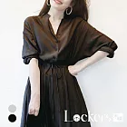 【Lockers 木櫃】夏季素面收腰連身裙 L111071102 M 黑色