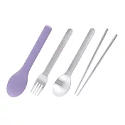 【HOUSUXI舒希】316不鏽鋼餐具好攜3件組  藤紫