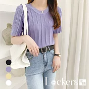 【Lockers 木櫃】夏季韓版爆款圓領上衣 L111071804 F 紫色F